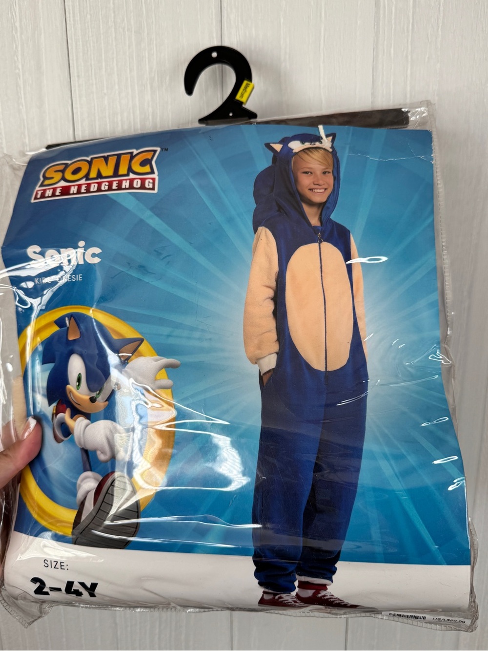 Sonic the Hedgehog Kids Character Hooded Jumpsuit Costume (Size 2-4Y)
